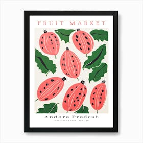 Papaya Fruit Poster Gift Andhra Pradesh Market Art Print