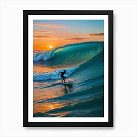 Surfer At Sunset - Summertime Art Print