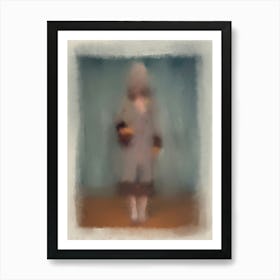 LADY LOLA - woman model, runway, blue, brown, silhouette, fashion illustration ,  Impressionist, Impressionism, Abstract Wall Art  Art Print