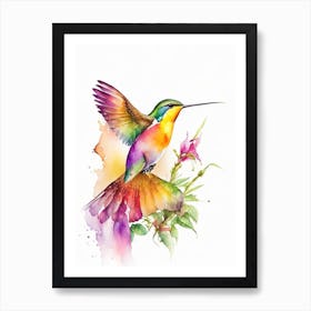 Fiery Throated Hummingbird Cute Neon 1 Art Print