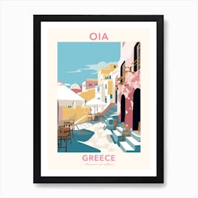 Oia, Greece, Flat Pastels Tones Illustration 1 Poster Art Print