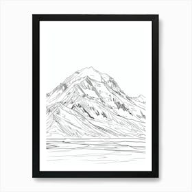 Mount Mckinley Denali Usa Line Drawing 8 Art Print