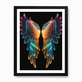 Neon Angel Wings 1 Art Print