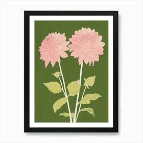 Pink & Green Dahlia 2 Art Print