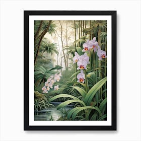 Bamboo Orchid Flower Victorian Style 2 Art Print
