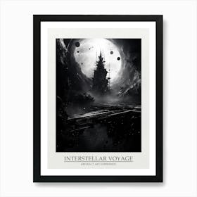 Interstellar Voyage Abstract Black And White 12 Poster Art Print