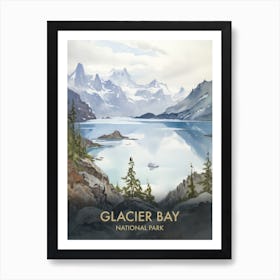 Glacier Bay National Park Watercolour Vintage Travel Poster 3 Art Print