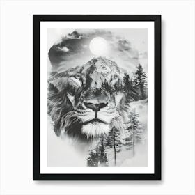 Lion In The Mountains Art Print