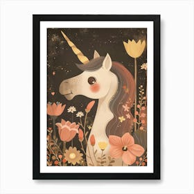 Unicorn In The Meadow Muted Pastels 3 Art Print