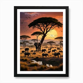 Sunset In The Savannah 5 Art Print