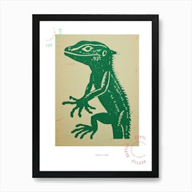 Forest Green Skinks Lizard Bold Block Colour 4 Poster Art Print