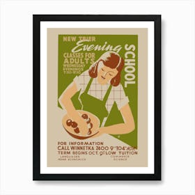 Evening School - Vintage poster Art Print