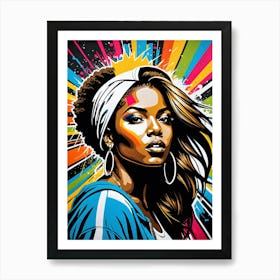 Graffiti Mural Of Beautiful Hip Hop Girl 27 Art Print