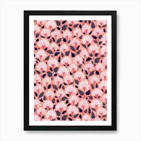 Hoya Hearts - Peach Navy Art Print