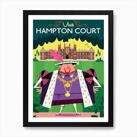 Visit Hampton Court Poster Green & Purple Art Print