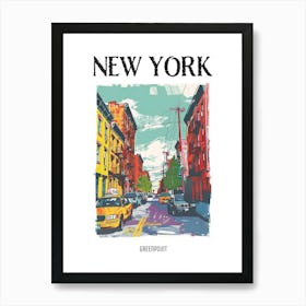 Greenpoint New York Colourful Silkscreen Illustration 4 Poster Art Print