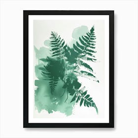 Green Ink Painting Of A Leatherleaf Fern 1 Poster