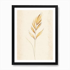 Wheat Leaf Minimalist Watercolour 3 Art Print