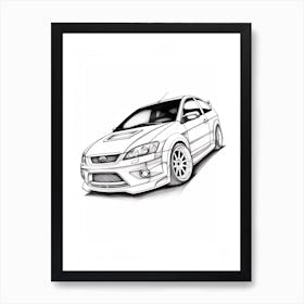 Ford Focus Rs Line Drawing 3 Art Print