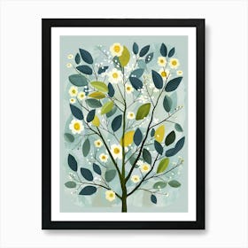 Alder Tree Flat Illustration 1 Art Print