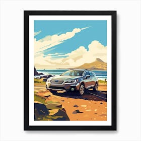 A Subaru Outback In Causeway Coastal Route Illustration 2 Art Print