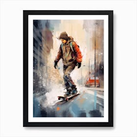 Skateboarding In Oslo, Norway Drawing 3 Art Print