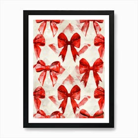 Dark Red Bows 4 Pattern Art Print