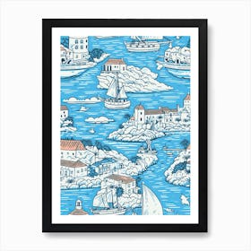 Dubrovnik In Croatia, Inspired Travel Pattern 4 Art Print