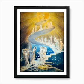 Jacobs Ladder or "Jacob's Dream' by William Blake 1805 HD Remastered Stairway to Heaven - 300dpi Immaculate Angels Art Print
