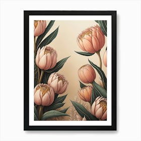 Pink Proteas Art Print