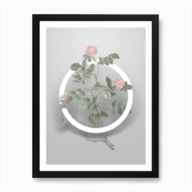 Vintage Sweetbriar Rose Minimalist Flower Geometric Circle on Soft Gray n.0238 Art Print