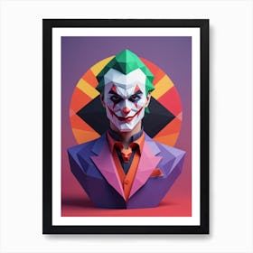 Joker Portrait Low Poly Geometric (14) Art Print