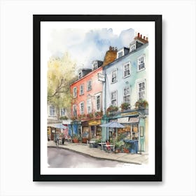 Camden London Neighborhood, Watercolour 2 Art Print