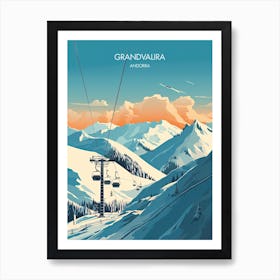 Poster Of Grandvalira   Andorra, Ski Resort Illustration 0 Art Print