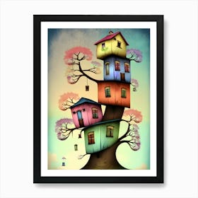 Houses On A Tree 1 Art Print
