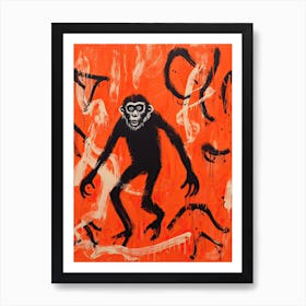 Spider Monkey, Woodblock Animal Drawing 3 Art Print