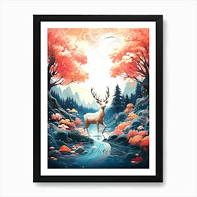 Deer In The Forest 2 Art Print