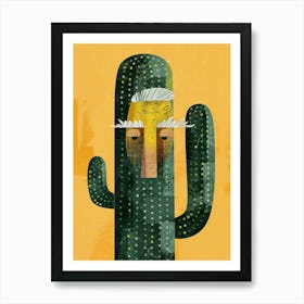 Old Man Cactus Minimalist Abstract Illustration 1 Art Print