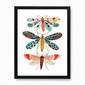 Colourful Insect Illustration Lacewing 3 Art Print