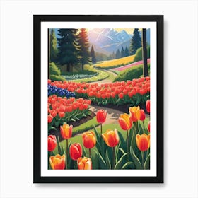 Tulips In The Garden 2 Art Print