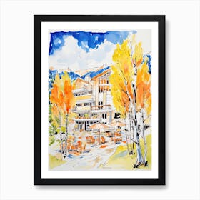 Little Nell Hotel   Aspen, Colorado   Resort Storybook Illustration 2 Art Print