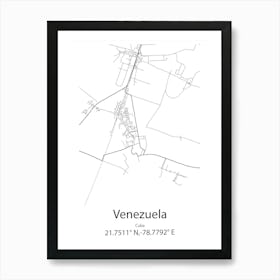 Venezuela,Cuba Minimalist Map Art Print