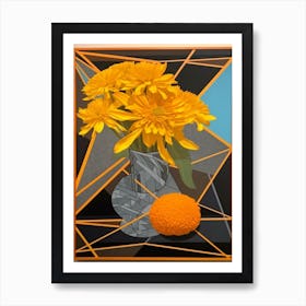 Marigold Flower Still Life  3 Abstract Expressionist Art Print