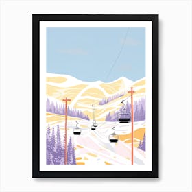 Park City Mountain Resort   Utah, Usa, Ski Resort Pastel Colours Illustration 0 Art Print