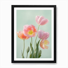 Bunch Of Tulips Flowers Acrylic Painting In Pastel Colours 9 Art Print