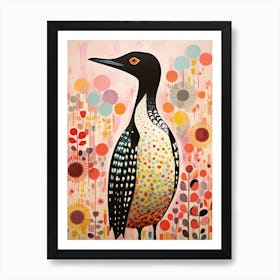 Pink Scandi Common Loon 1 Art Print