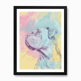 Cane Corso Dog Pastel Line Painting 1 Art Print