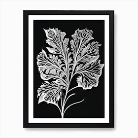 Cilantro Leaf Linocut 2 Art Print