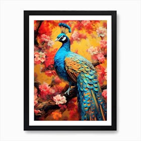 Peacock Painting bird animal Art Print