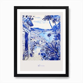 Nice France 2 Mediterranean Blue Drawing Poster Art Print